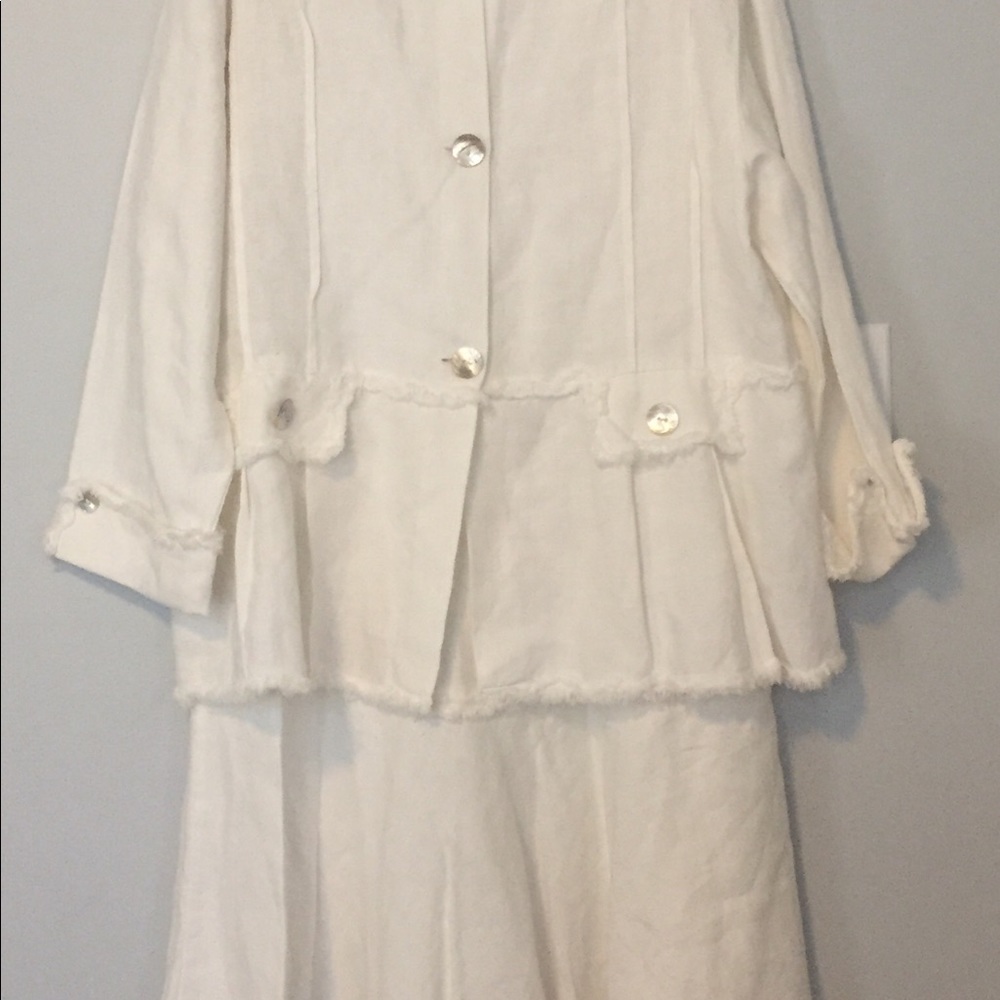 Linen Jacket and Skirt Cream Color Size Medium